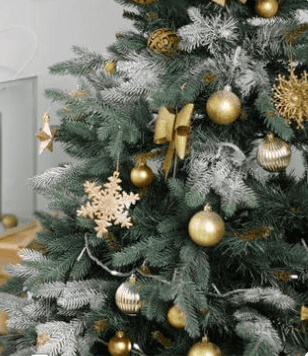 Minimal ornaments on an Airbnb christmas tree.